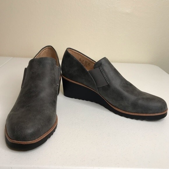 Life Stride Zora Gray Wedge Slip On Velocity 2 Lug Sole Faux Leather Women 8.5 - Picture 14 of 14